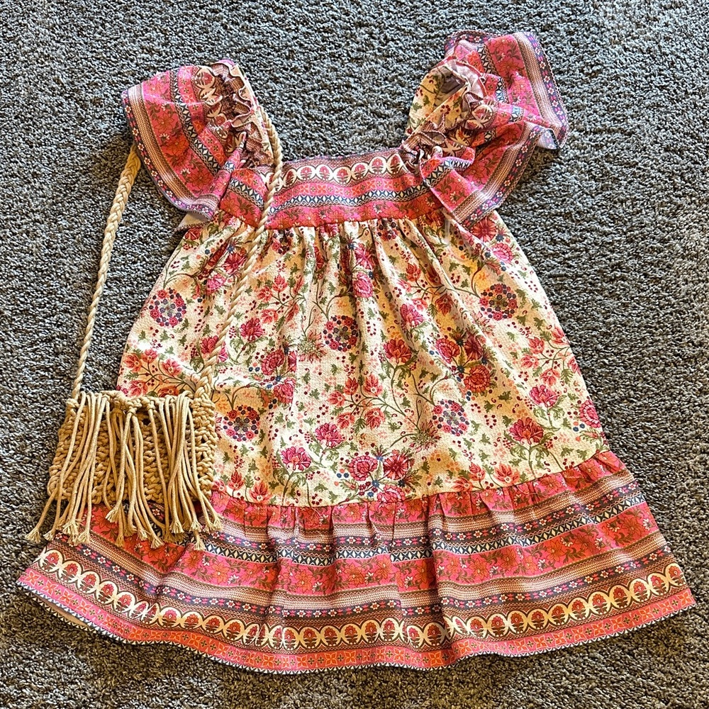 Bonnie Jean Floral Girls Dress with Purse size 5